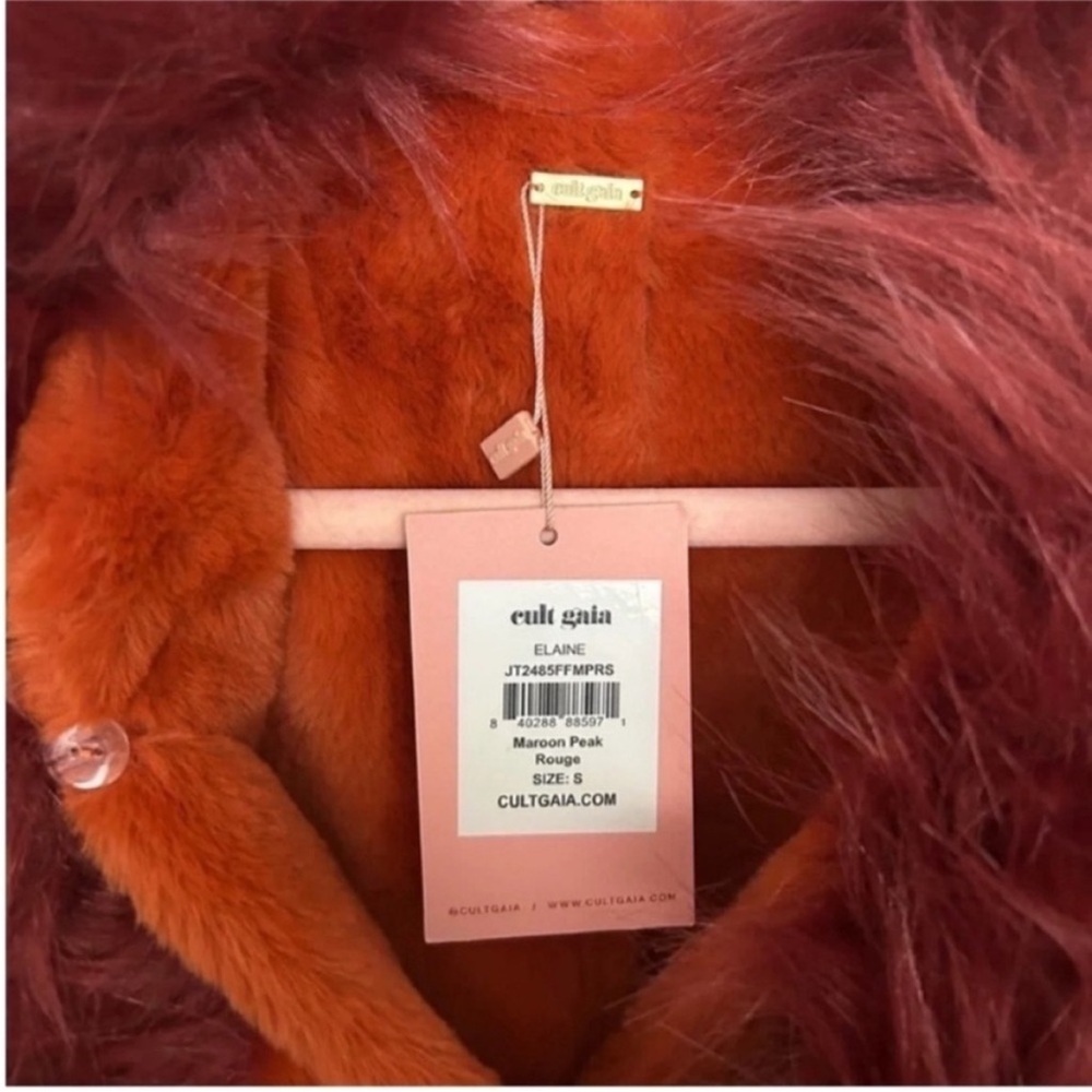 NWT Cult Gaia Elaine Faux Fur Trimmed Vegan Leather Coat - Picture 6 of 7